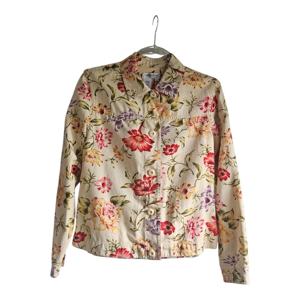 Coldwater Creek Womens Size S Jacket Lightweight 100% Cotton Floral Unlined